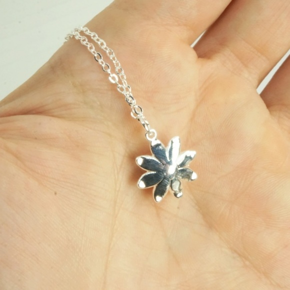 Sterling Silver Plated Lotus Necklace - Picture 2 of 4